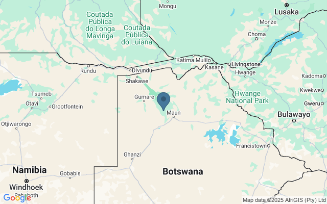 Kaart met locatie Chobe National Park